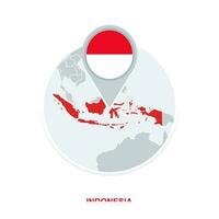 indonesien Karta och flagga, vektor Karta ikon med markerad indonesien