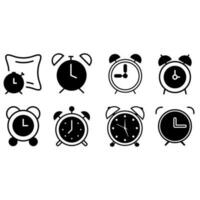 Alarm Uhr Symbol Vektor Satz. Zeit Illustration Zeichen Sammlung. Uhr Zeichen oder Symbol.