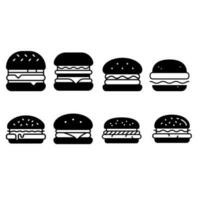 burger ikon vektor uppsättning. snabb mat illustration tecken samling. mat symbol.