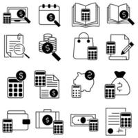 Buchhaltung Symbol Vektor Satz. Budget Illustration Zeichen Sammlung. Buchhaltung Symbol oder Logo.