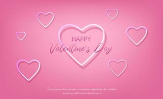 3d realistisk vektor valentines baner. romantisk firande baner, flygblad, webb, hälsning kort. rosa neon hjärta på rosa bakgrund.