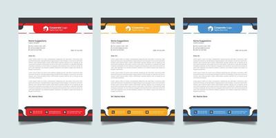 korporativ Geschäft modern Briefkopf Design Vorlage kreativ abstrakt offiziell Pad mit orange, Blau und rot Farbe. vektor
