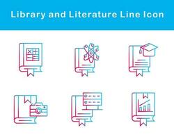 bibliotek och litteratur vektor ikon uppsättning