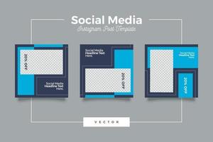 minimalistische moderne blaue Social Media Post Vorlage vektor