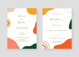 Einladungskartenvorlage. Satz Hochzeitseinladungskartenschablonendesign. Vektor dekorative Design Hintergrund.