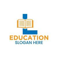 Brief l Bildung Logo Konzept mit öffnen Buch Symbol Vorlage vektor