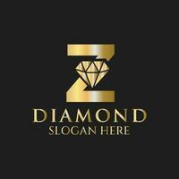 Brief z Diamant Logo Design. Schmuck Logo mit Diamant Symbol Vektor Vorlage