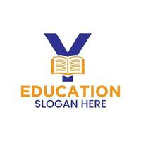 Brief y Bildung Logo Konzept mit öffnen Buch Symbol Vorlage vektor