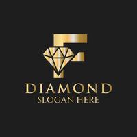 brev f diamant logotyp design. Smycken logotyp med diamant ikon vektor mall