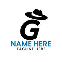 Brief G Herren Hut Logo Design Konzept mit Cowboy Hut Symbol Vorlage vektor