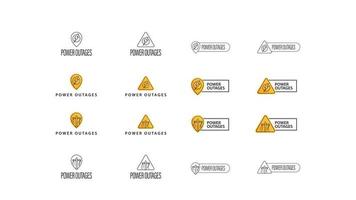 Stromausfall, große Sammlung von Zeichen, Symbolen und Logos auf weißem Hintergrund isoliert. Warnung gelbe Symbole Konzepte, ohne Strom vektor