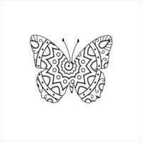 Vektor süß Schmetterling Mandala Färbung Seite