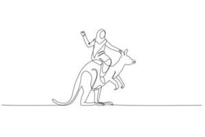 muslim kvinna ridning känguru med suicase liknelse av chef med mod och modig vektor