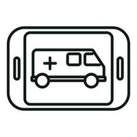 ring upp video ambulans ikon översikt vektor. medicinsk uppkopplad vektor