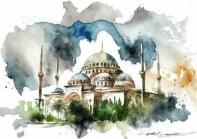 Vektor Aquarell von selimiye Moschee majestätisch Schönheit