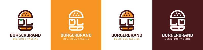 brev dl och ld burger logotyp, lämplig för några företag relaterad till burger med dl eller ld initialer. vektor