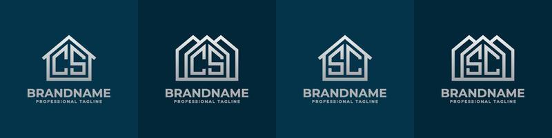 Brief cs und sc Zuhause Logo Satz. geeignet zum irgendein Geschäft verbunden zu Haus, echt Anwesen, Konstruktion, Innere mit cs oder sc Initialen. vektor