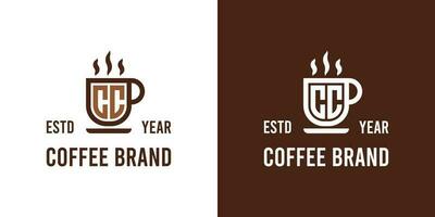 brev cc kaffe logotyp, lämplig för några företag relaterad till kaffe, te, eller Övrig med cc initialer. vektor