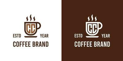 Brief cc Kaffee Logo, geeignet zum irgendein Geschäft verbunden zu Kaffee, Tee, oder andere mit cc Initialen. vektor