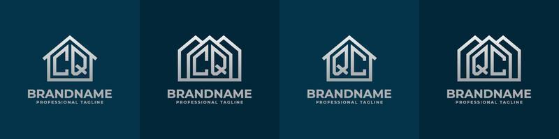 Brief cq und qc Zuhause Logo Satz. geeignet zum irgendein Geschäft verbunden zu Haus, echt Anwesen, Konstruktion, Innere mit cq oder qc Initialen. vektor