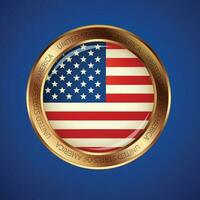 ein runden Gold Medaille mit ein vereinigt Zustand von Amerika Flagge auf es vektor