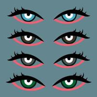 uppsättning av kvinna ögon av annorlunda färger. vektor ikoner