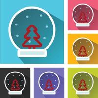 Weihnachten Kristall Schnee Globus mit Baum Symbol, Schnee Globus Symbol, Weihnachten, Schnee Globus Logo, Schnee Globus Symbol Vektor Symbole einstellen