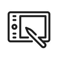 Digital Zeichnung Tafel Symbol im schwarz eben Design auf Weiß Hintergrund, Messung Lineale Symbol. Grafik Tablette Vektor Symbol. Bildschirm und Farbe Bürste Illustration. modern Grafik Tablette Symbol