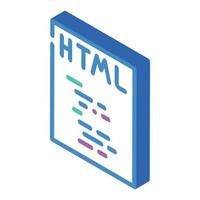 html Datei Format dokumentieren isometrisch Symbol Vektor Illustration