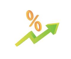 isometrisk stil ikon av upp pil och procent isolerat på vit bakgrund vektor