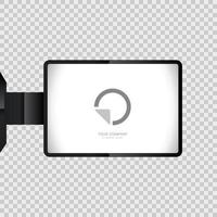 draussen Licht Box Attrappe, Lehrmodell, Simulation zum auf Transparenz Hintergrund, ein leer Werbung Werbetafel. Vektor Licht Box Schild Attrappe, Lehrmodell, Simulation zum branding Werbung