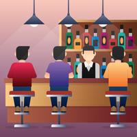 Gruppe von Personen-Mann, der an der Bar-Zähler-Illustration sitzt vektor