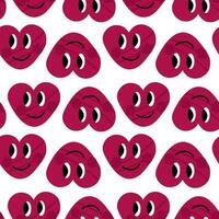 sömlös y2k mönster med rosa viva magenta hjärtan. leende söt hjärta för textil- skriva ut. vektor