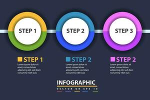Infografik Vorlage zum Geschäft. 3 Schritte modern Zeitleiste Diagramm mit Fortschritt Pfeile, Präsentation Vektor Infografik.