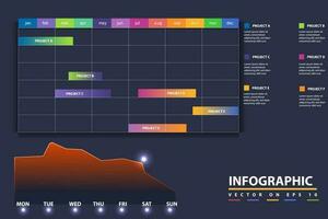 Infografik Vorlage zum Geschäft. 12 monatlich modern Zeitleiste gantt Diagramm mit Tisch, Präsentation Vektor Infografik.