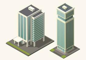 isometrisk lägenhet byggnader kontor och hus vektor