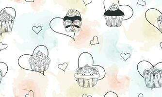 nahtlos Muster Hintergrund mit anders Cupcakes Vektor