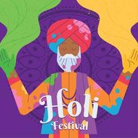 isoliert alt weiser Mann Charakter holi Festival Poster Vektor