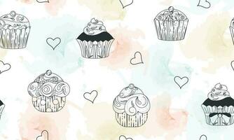 nahtlos Muster Hintergrund mit anders Cupcakes Vektor