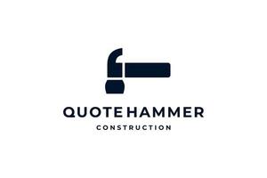 schwarz Weiß Zitat Hammer Konstruktion Logo vektor