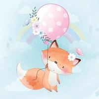 niedlicher Fuchs mit Ballonillustration vektor