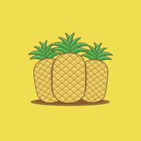 pinapple ClipArt ikon med gul bakgrund Färg vektor