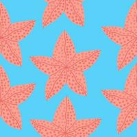 hav stjärna sömlös mönster. hand dragen vektor illustration i tecknad serie stil på blå bakgrund.