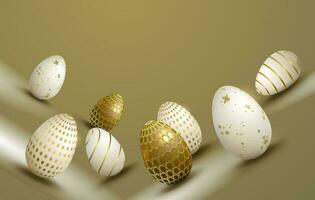 påsk sammansättning i en beige nyans med en silhuett av ägg med en annorlunda mönster, design element. vektor