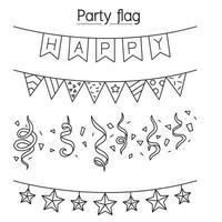 fest flagga, vimpel, dekoration, bunting vektor illustration grafisk design i tunn linje stil