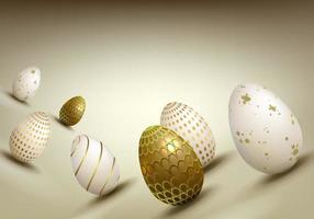 Ostern Komposition im Beige Farbe mit ein Silhouette von Eier von verschiedene Muster, Design Element. vektor