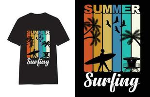 sommar surfing t-shirt design vektor