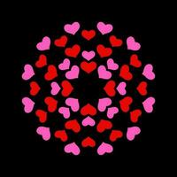 röd och rosa hjärta abstrakt runda blomma design. vektor