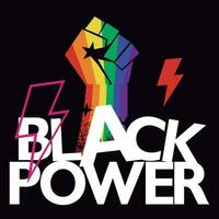svart kraft. design för svart historia månad t-shirt. vektor illustration av näve med de färger av de regnbåge isolerat på svart