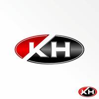 brev eller ord kh sans serif negativ Plats font i ellips bild grafisk ikon logotyp design abstrakt begrepp vektor stock. kan vara Begagnade som en symbol relaterad till sport eller bil-